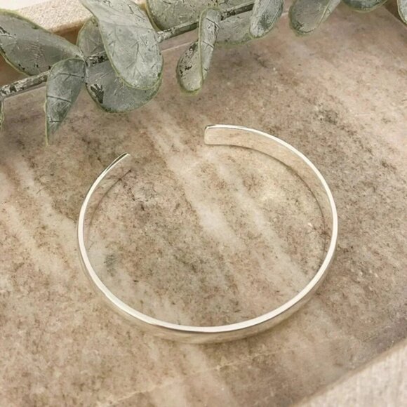 925 Sterling Silver Chunky Bangle Bracelet Classic Sterling Silver Bangle - Picture 2 of 6